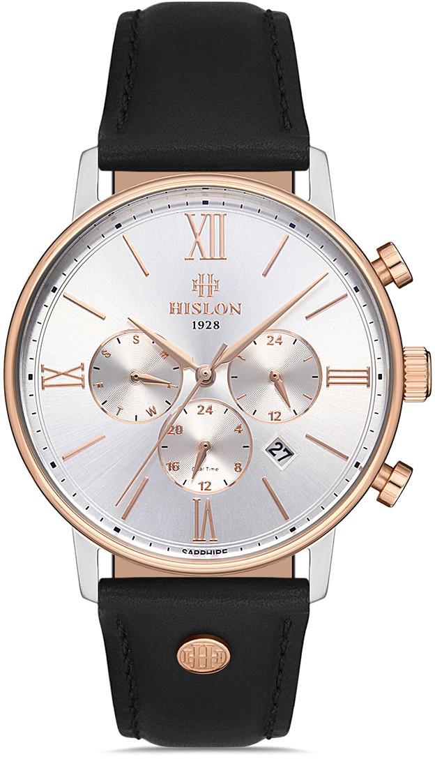 Hislon DT116R-02BR Pusulalı Takvimli 42 mm Siyah Deri Kordon Analog Erkek Kol Saati