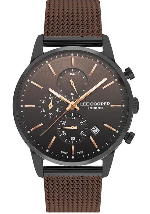 Lee Cooper LC07224.640 Takvimli 44 mm Kahverengi Çelik Kordon Analog Erkek Kol Saati