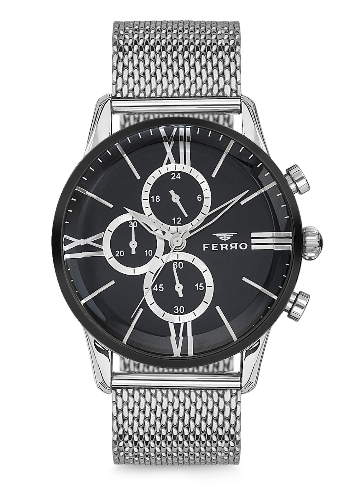 Ferro FM1536C-J Takvimli 45 mm Metal Kordon Analog Erkek Kol Saati