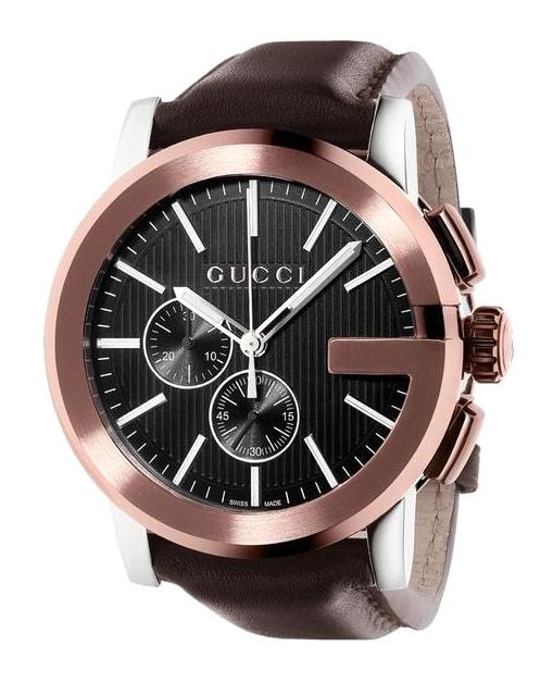 Gucci YA101202 Takvimli 44 mm Kahverengi Deri Kordon Analog Erkek Kol Saati