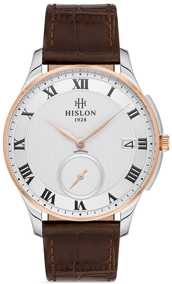 Hislon CL120T-02KR Pusulalı Takvimli 40 mm Kahverengi Deri Kordon Analog Erkek Kol Saati