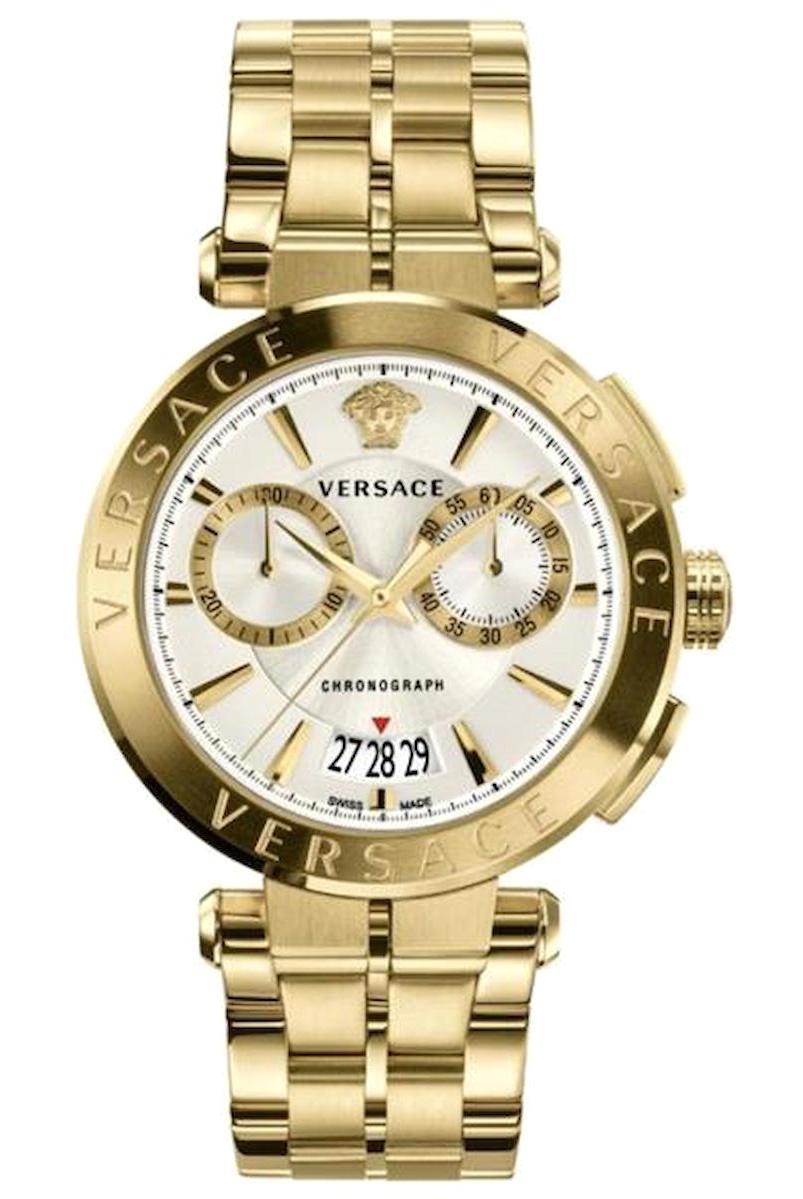 Versace VRSCVE1D00419 Takvimli 45 mm Altın Çelik Kordon Analog Erkek Kol Saati