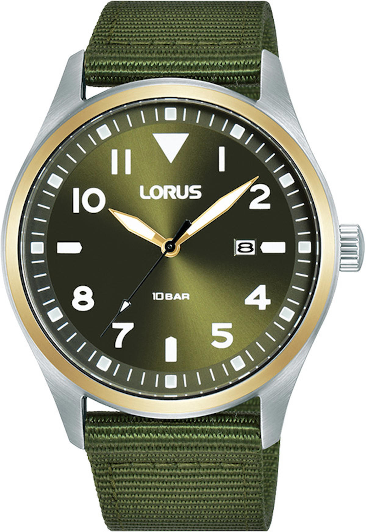 Lorus RH926QX9 Takvimli 42 mm Haki Kanvas Kordon Analog Erkek Kol Saati