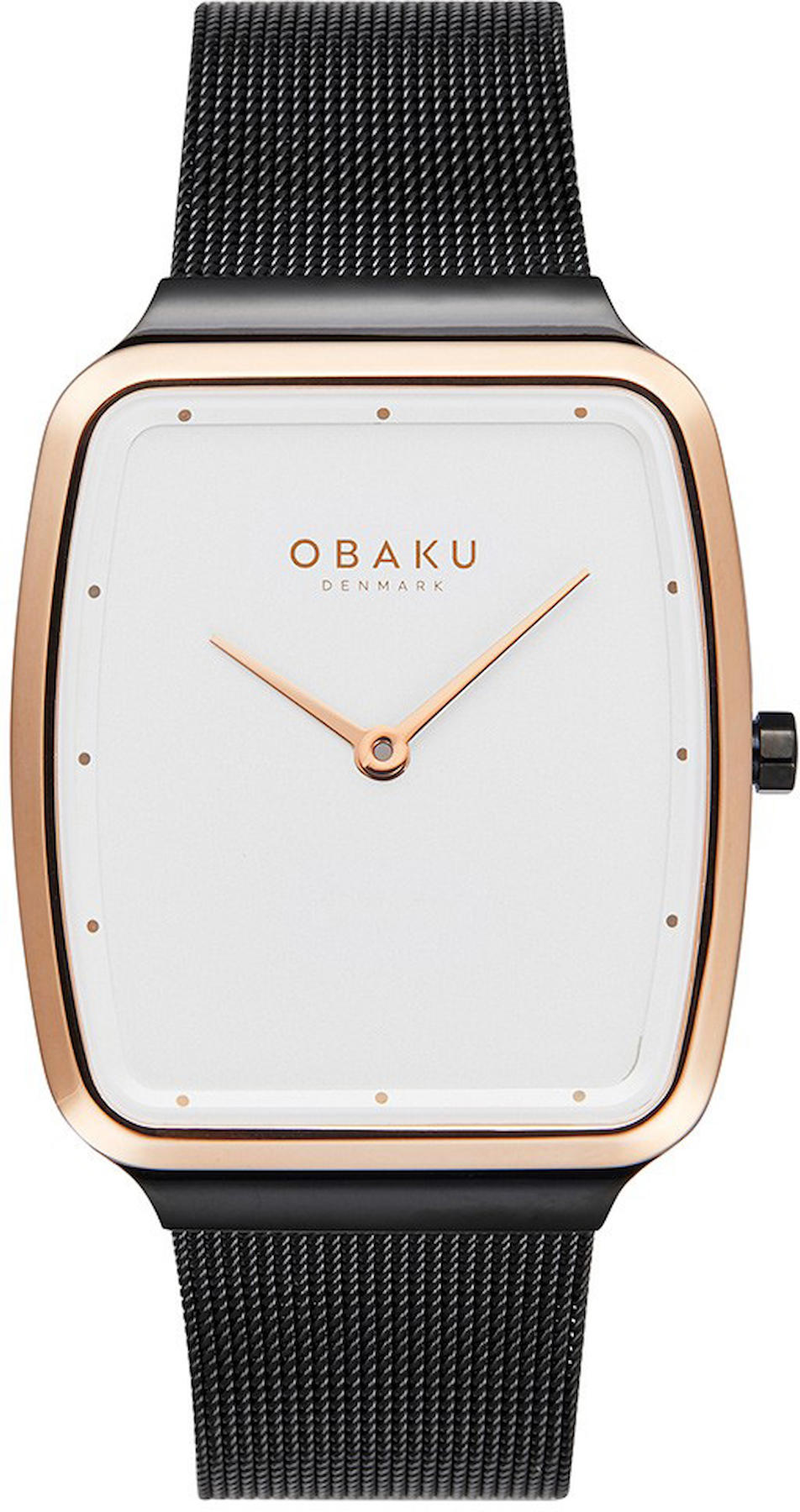 Obaku Denmark V267GXMIMB 34 mm Siyah Çelik-Hasır Kordon Analog Kol Saati