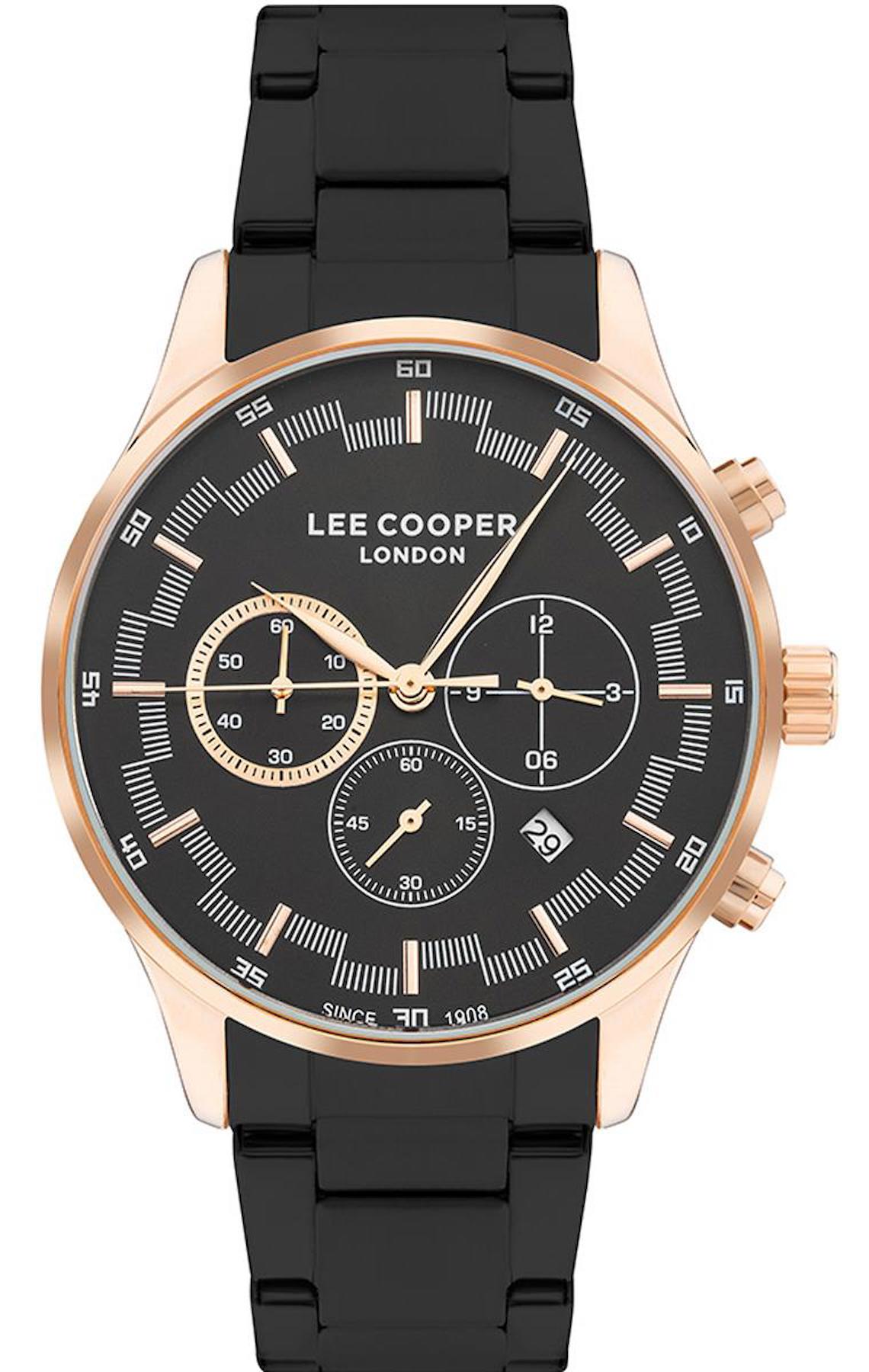 Lee Cooper LC07653.450 Takvimli Siyah Metal Kordon Analog Erkek Kol Saati