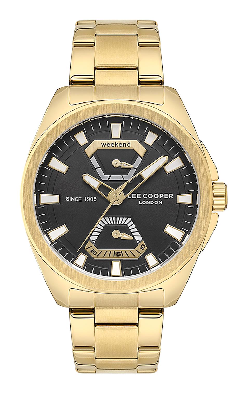 Lee Cooper LC07649.150 Takvimli Altın Çelik Kordon Analog Erkek Kol Saati