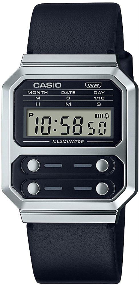 Casio A100WEL-1ADF Takvimli 32.7 mm Siyah Deri Kordon Dijital Erkek Kol Saati