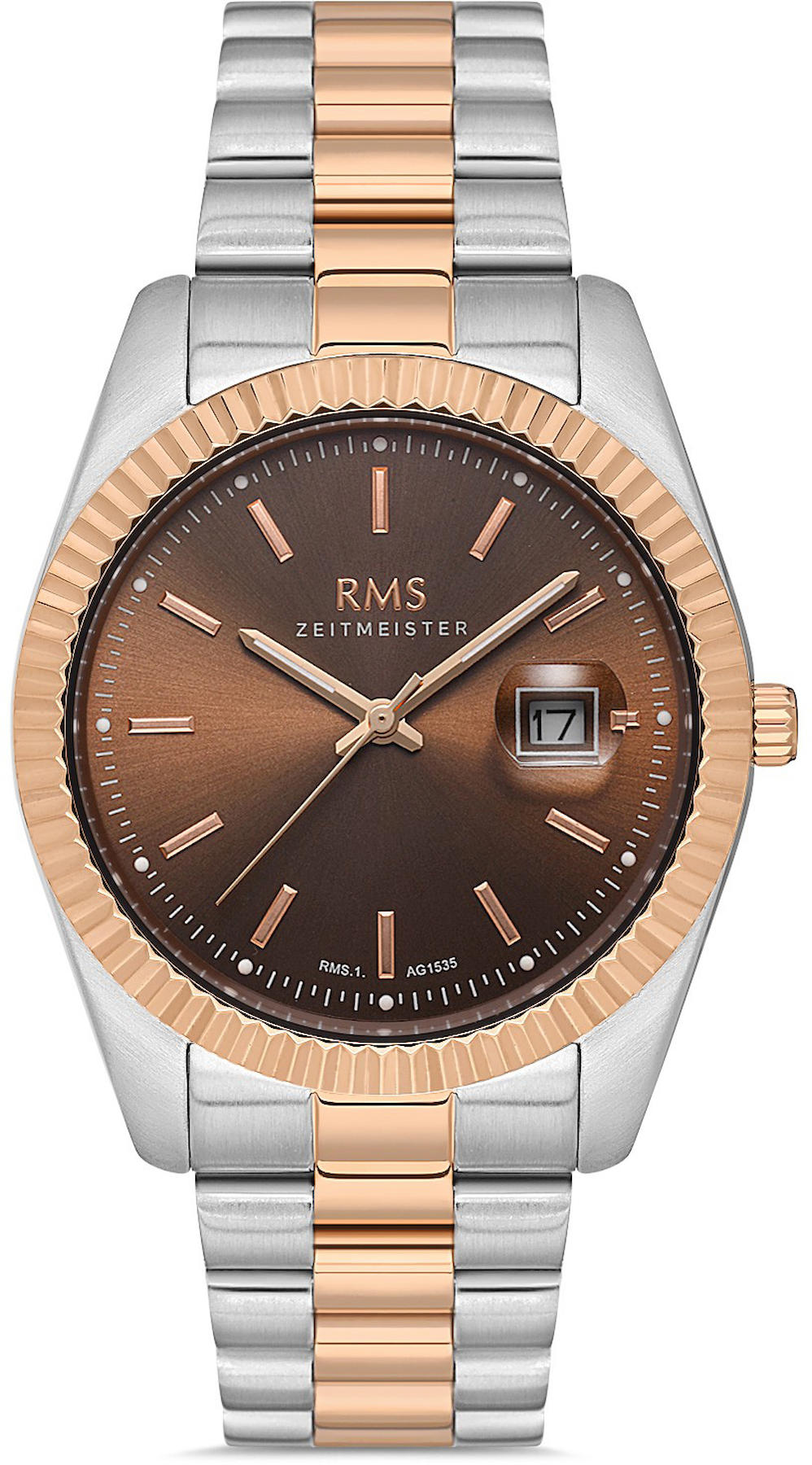 Romanson RMS.1.AG1535.10 Takvimli 42 mm Altın - Beyaz Çelik Kordon Analog Kol Saati