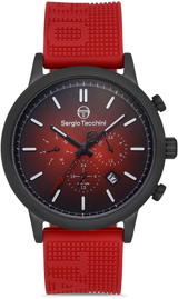 Sergio Tacchini ST.1.10221.1 Takvimli 42 mm Kırmızı Silikon Kordon Analog Kol Saati