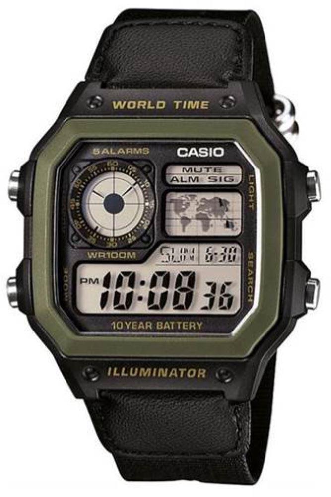 Casio AE-1200WHB-1BVDF Takvimli 42.1 mm Siyah Kanvas Kordon Analog Erkek Kol Saati