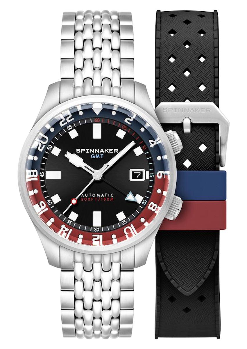 Spinnaker SP-5121-55 Takvimli 44 mm Gri-Siyah Çelik - Silikon Kordon Analog Erkek Kol Saati