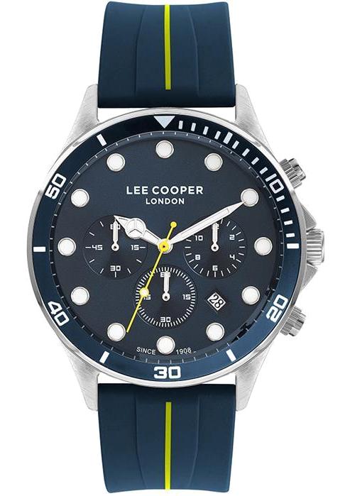 Lee Cooper LC07294.399 Takvimli 45 mm Altın-Lacivert Silikon Kordon Analog Erkek Kol Saati