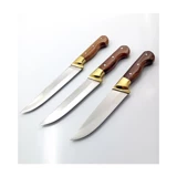 Göcen Ceviz Saplı Ahşap Sarı Önlüklü Mutfak Bıçağı Seti - Kahverengi