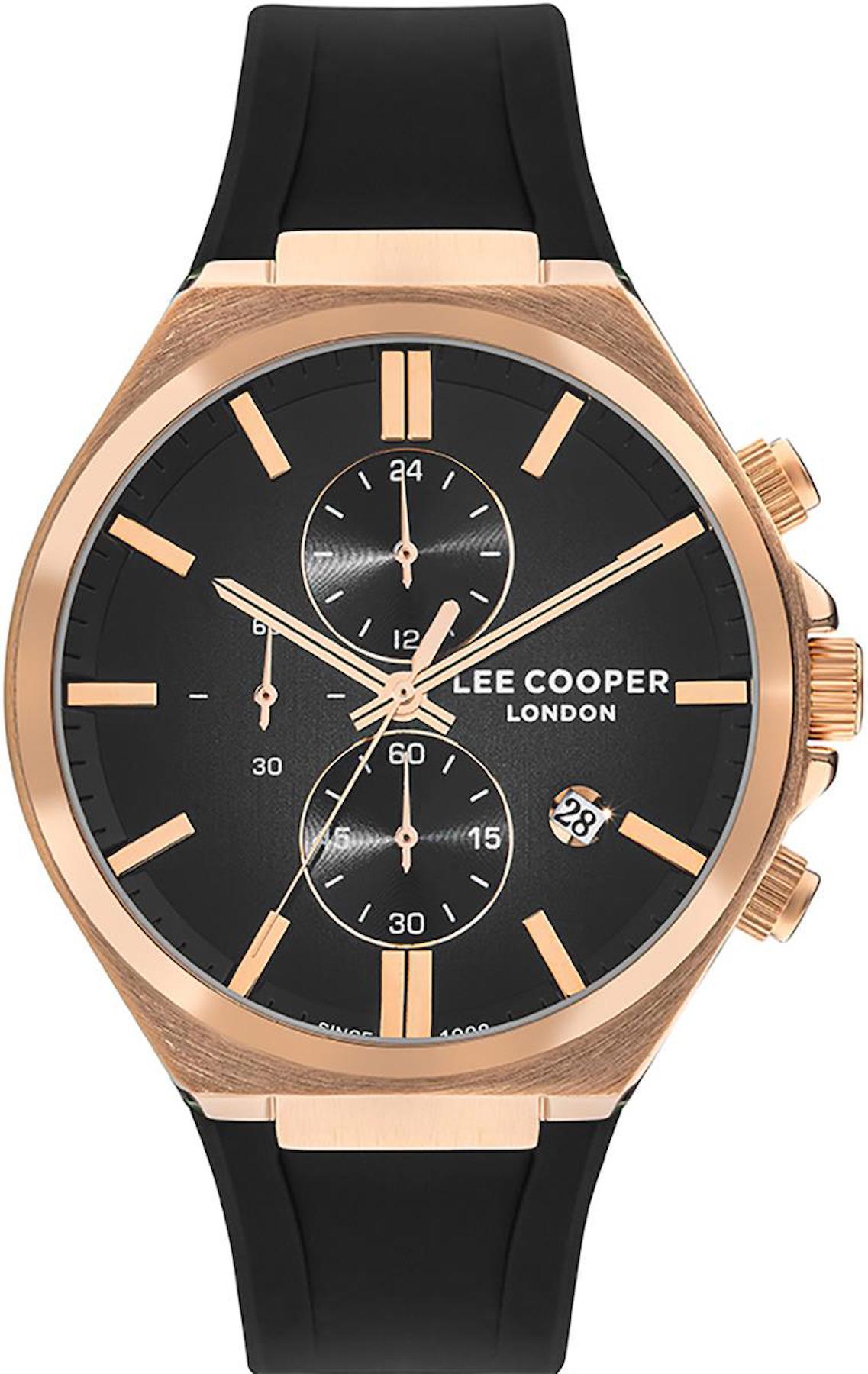 Lee Cooper LC07854.451 Takvimli Siyah Silikon Kordon Analog Erkek Kol Saati