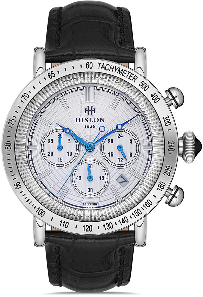 Hislon MS111S-02BS Pusulalı Takvimli 44 mm Siyah Deri Kordon Analog Kol Saati