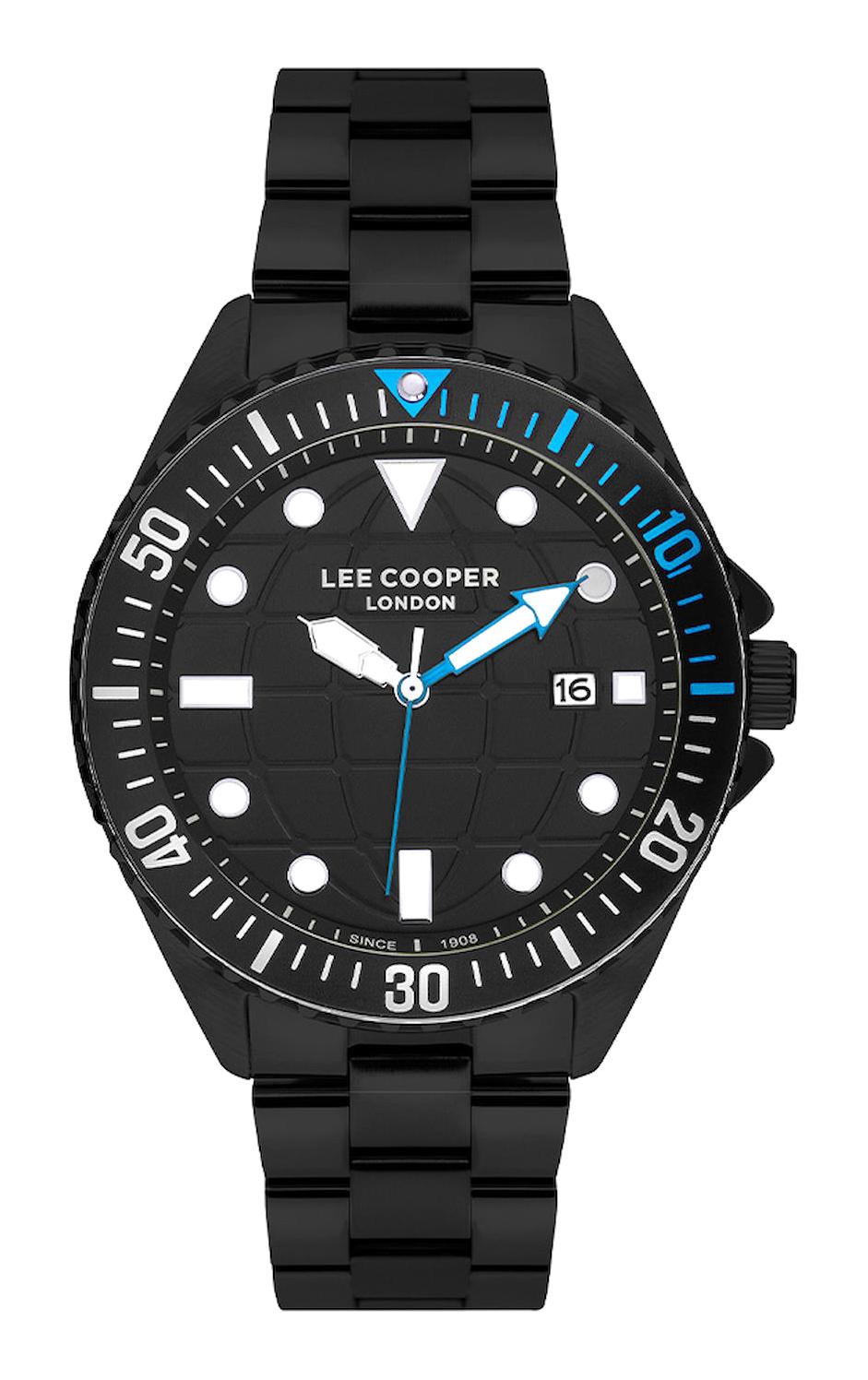 Lee Cooper LC07541.650 Takvimli 45 mm Siyah Plastik Kordon Analog Kol Saati