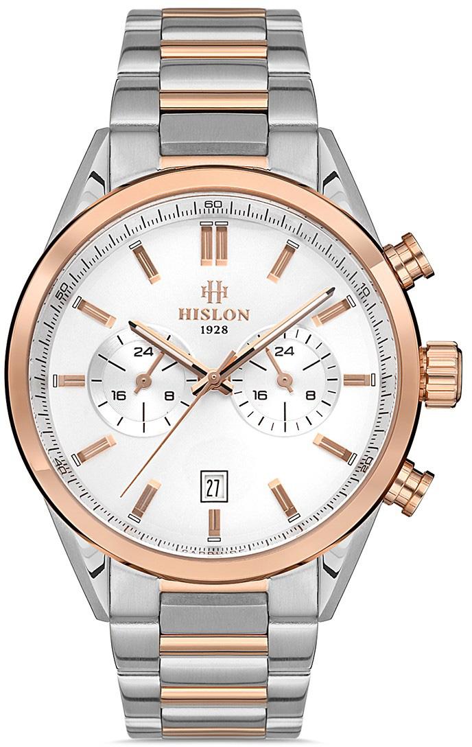 Hislon DT114T-02SR Pusulalı Takvimli 44 mm Çelik Kordon Analog Erkek Kol Saati