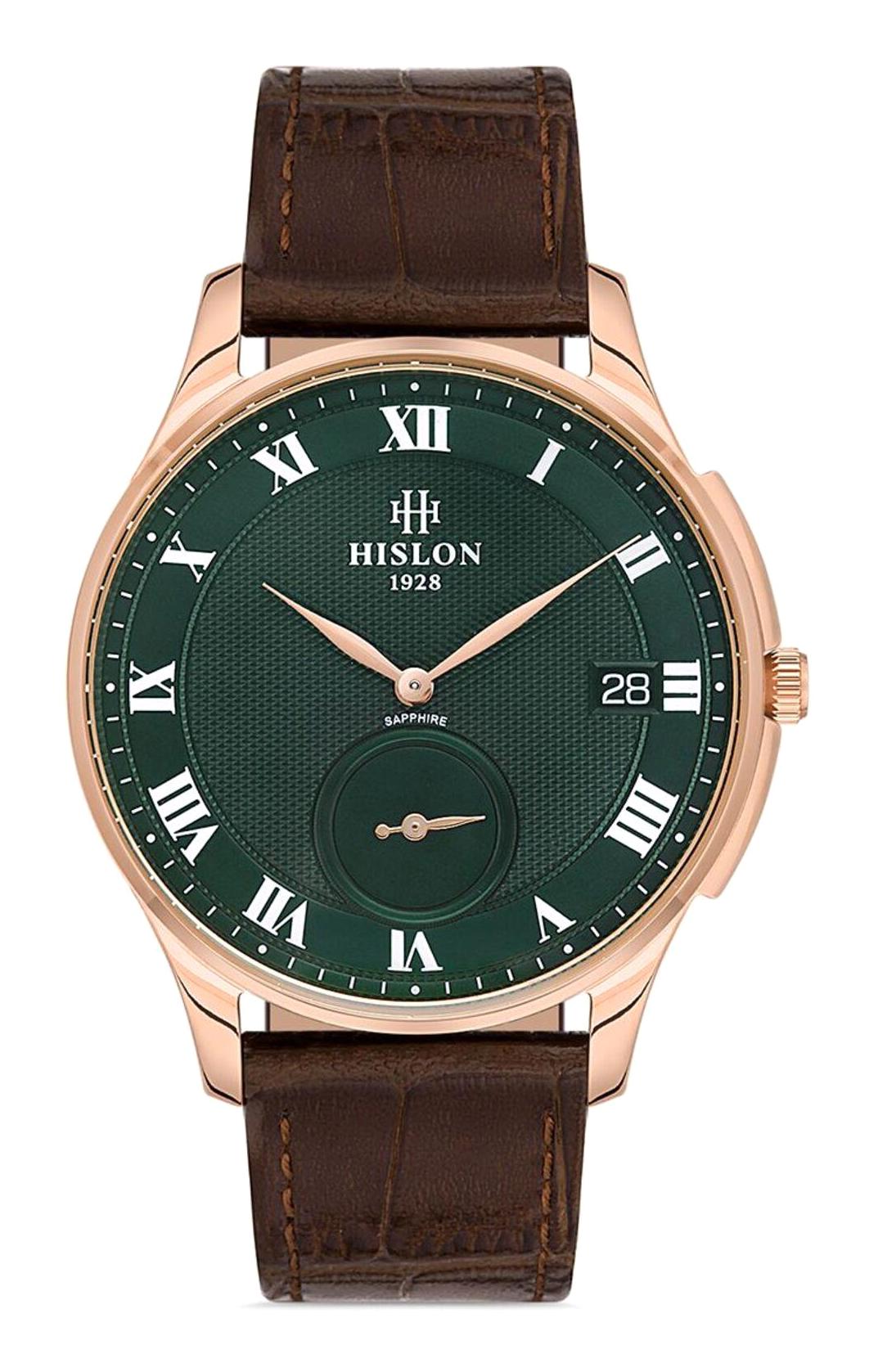 Hislon CL120R-15KR Pusulalı Takvimli 44 mm Kahverengi Nato Kordon Analog Erkek Kol Saati