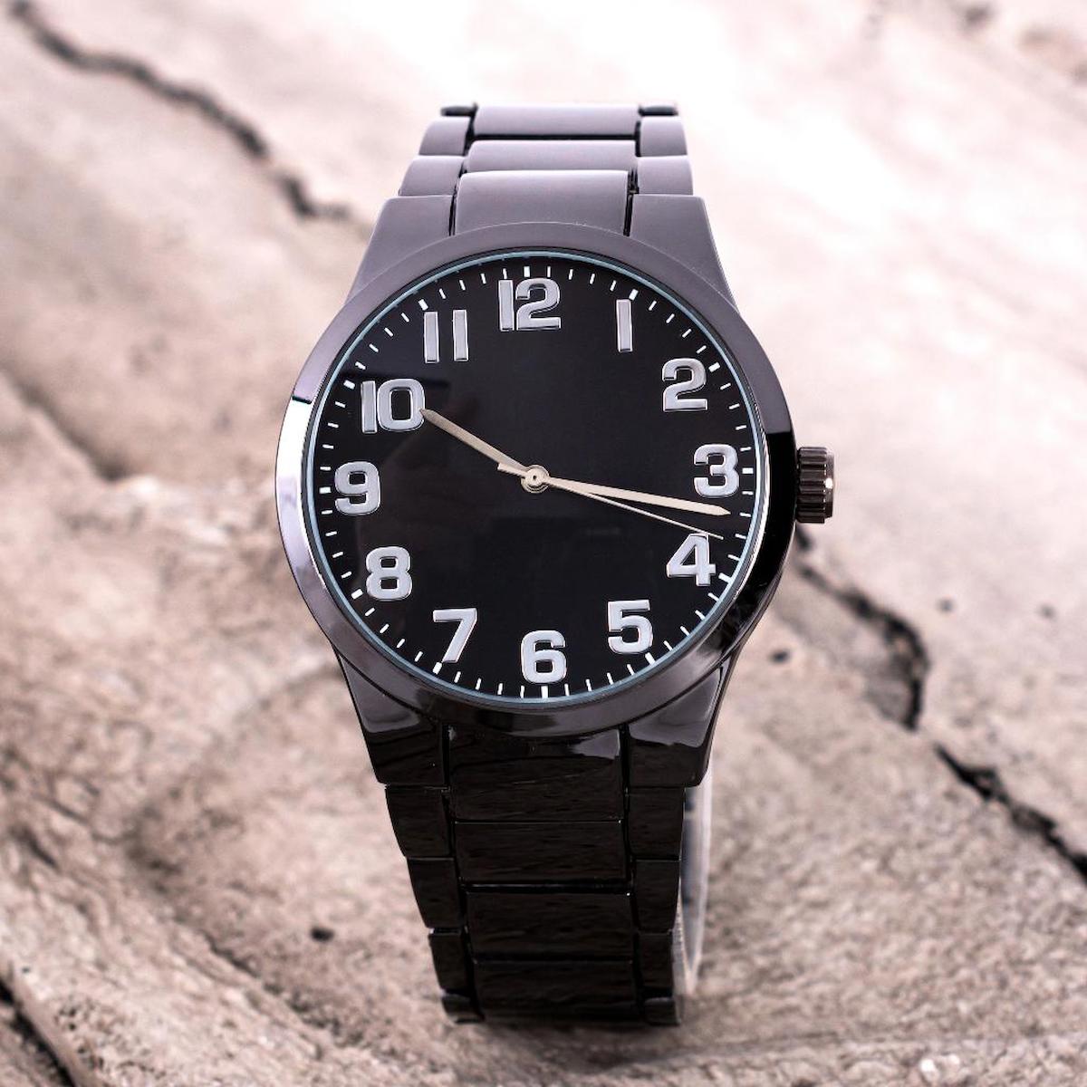 Saattino ST-304259 40 mm Siyah Çelik Kordon Analog Erkek Kol Saati