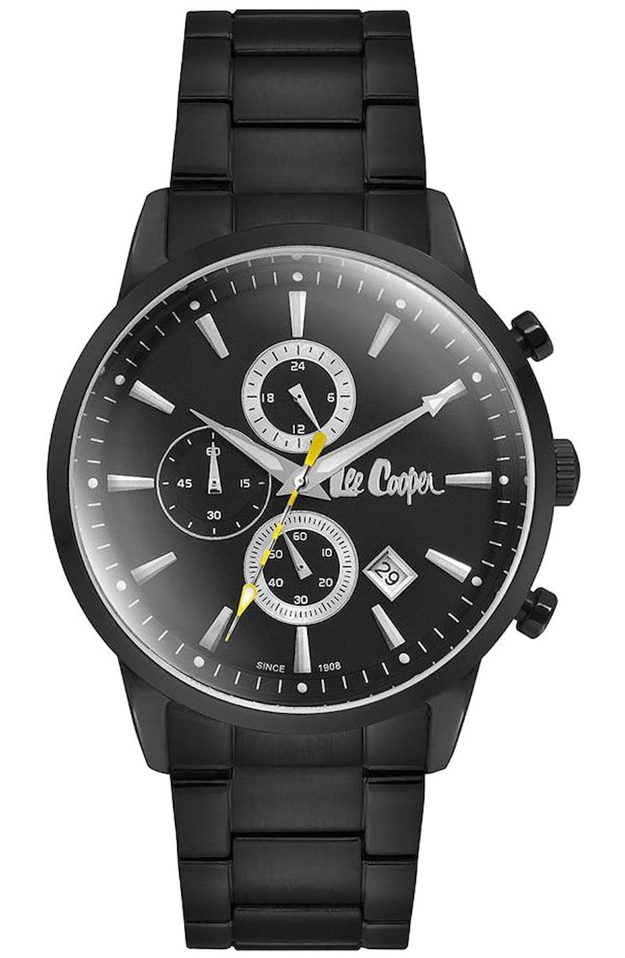 Lee Cooper LC06961.650 Takvimli 45 mm Siyah Çelik Kordon Analog Erkek Kol Saati