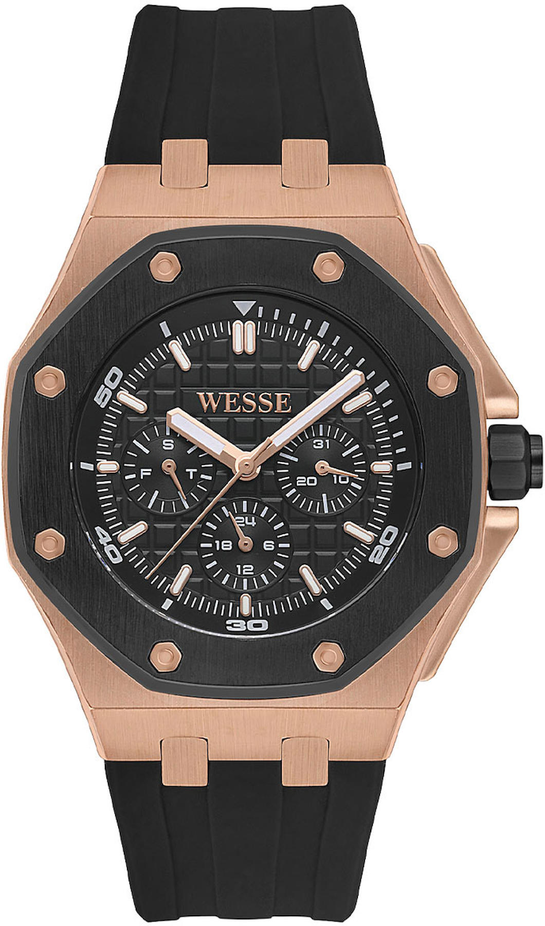 Wesse WWG402407 Pusulalı Takvimli 44 mm Siyah Plastik Kordon Analog Erkek Kol Saati