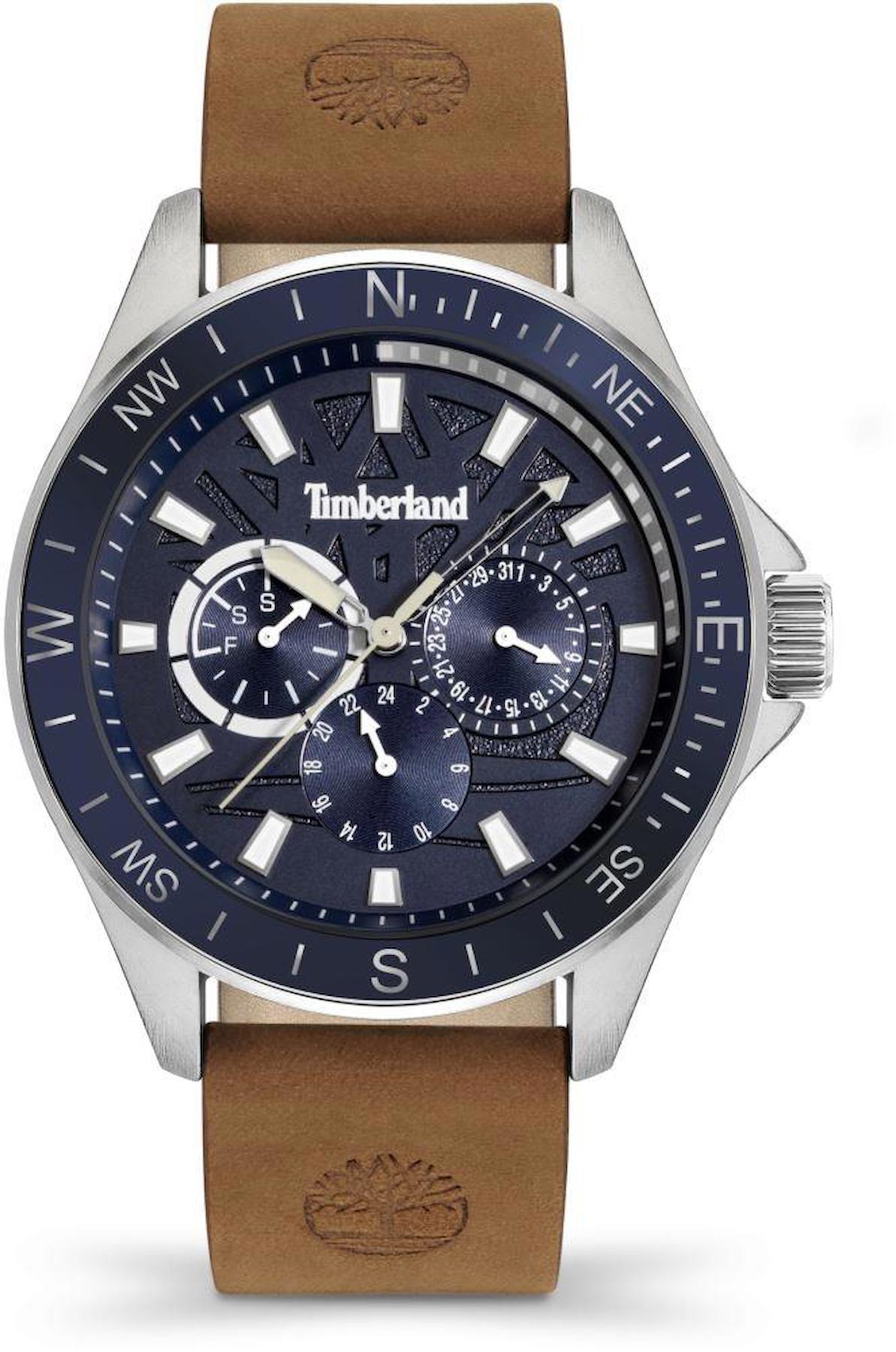 Timberland TDWGF9001502 Takvimli 44 mm Kahverengi Deri Kordon Analog Erkek Kol Saati