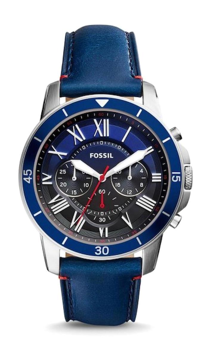 Fossil FS5373 Takvimli 44 mm Lacivert Deri Kordon Analog Erkek Kol Saati