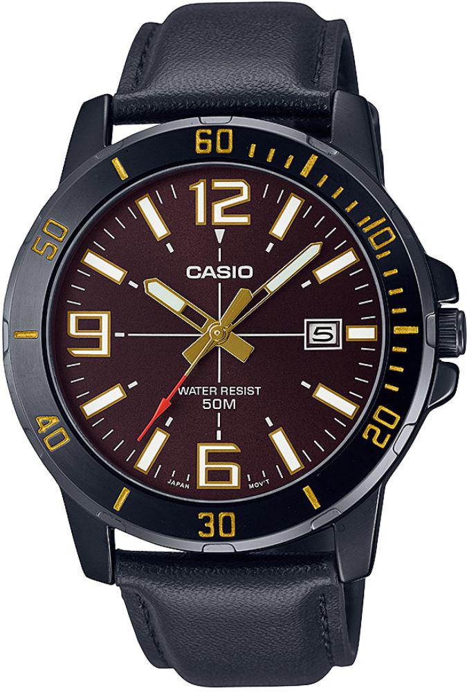 Casio MTP-VD01BL-5BVUDF Takvimli 45 mm Siyah Deri Kordon Analog Erkek Kol Saati