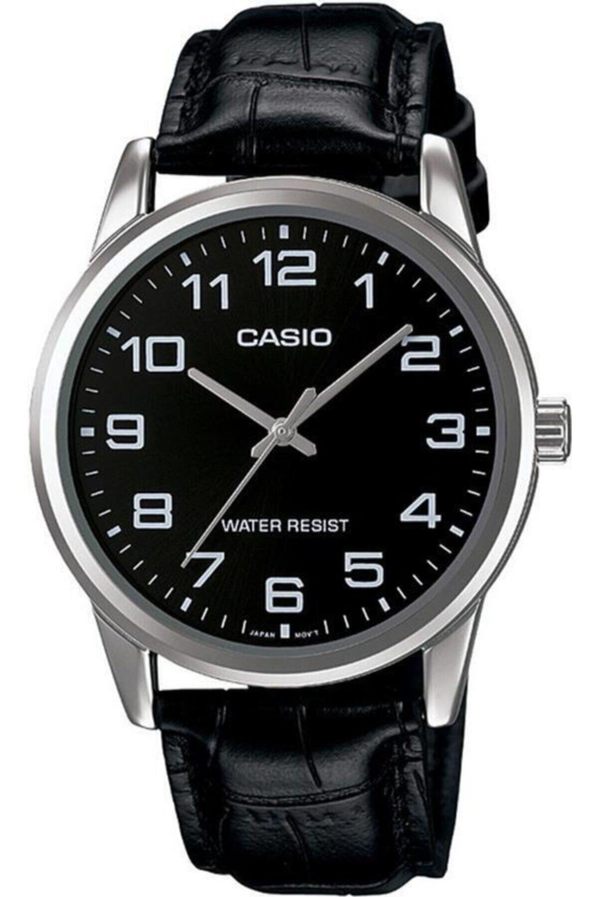 Casio MTP-V001L-1BUDF 38 mm Si̇yah Deri Kordon Analog Erkek Kol Saati