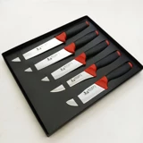 Göcen Kırmızı-Siyah Plastik Saplı 5'li Profesyonel Mutfak Bıçağı Seti, Kurban Seti - Kırmızı - Siyah