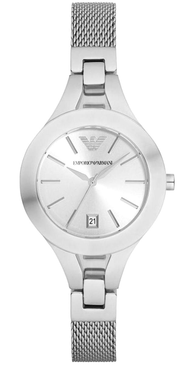 Emporio Armani AR7401 Takvimli 34 mm Gri Çelik-Hasır Kordon Analog Kadın Kol Saati