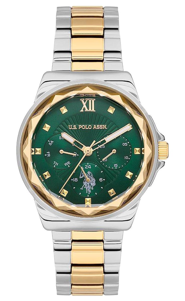 U.S. Polo Assn USPA2065-05 Takvimli 35 mm Altın-Gri Çelik Kordon Analog Kadın Kol Saati