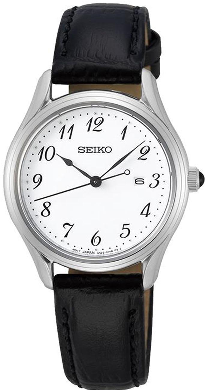 Seiko SUR639P Takvimli 29 mm Siyah Deri Kordon Analog Kadın Kol Saati