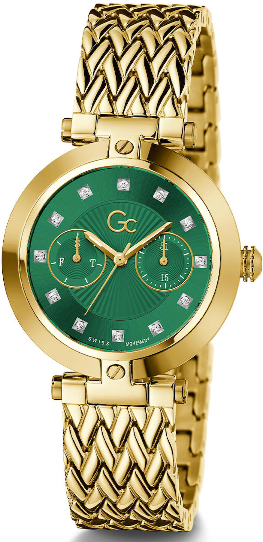 Guess GCZ21007L1MF Takvimli 36 mm Altın Çelik Kordon Analog Kadın Kol Saati