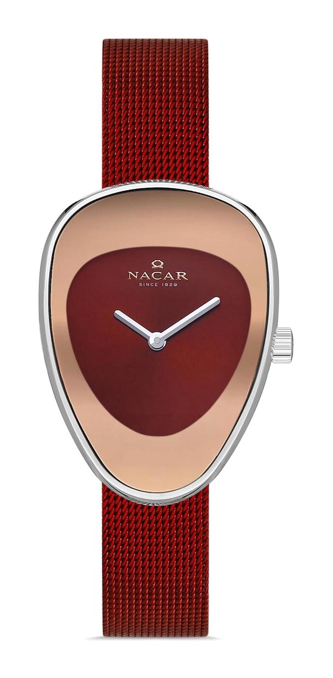 Nacar NC17-3920567-ARRM 25-35 mm Bordo Hasır Kordon Analog Kadın Kol Saati