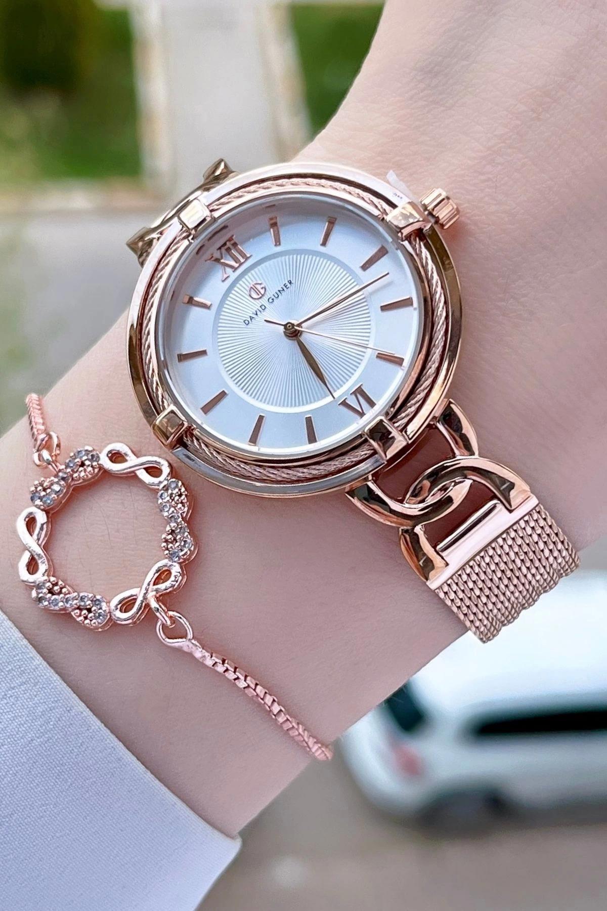 David Guner DGISTE98 35 mm Rose Gold Çelik Kordon Analog Kadın Kol Saati