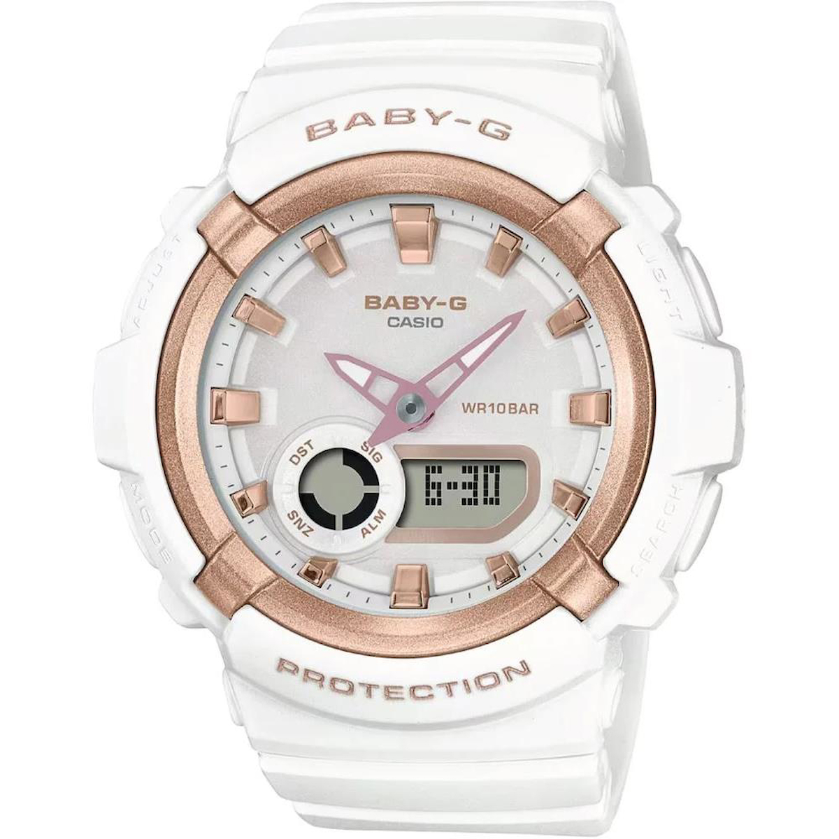 Casio BGA-280BA-7ADR Takvimli 43.4 mm Beyaz Silikon Kordon Analog Kadın Kol Saati