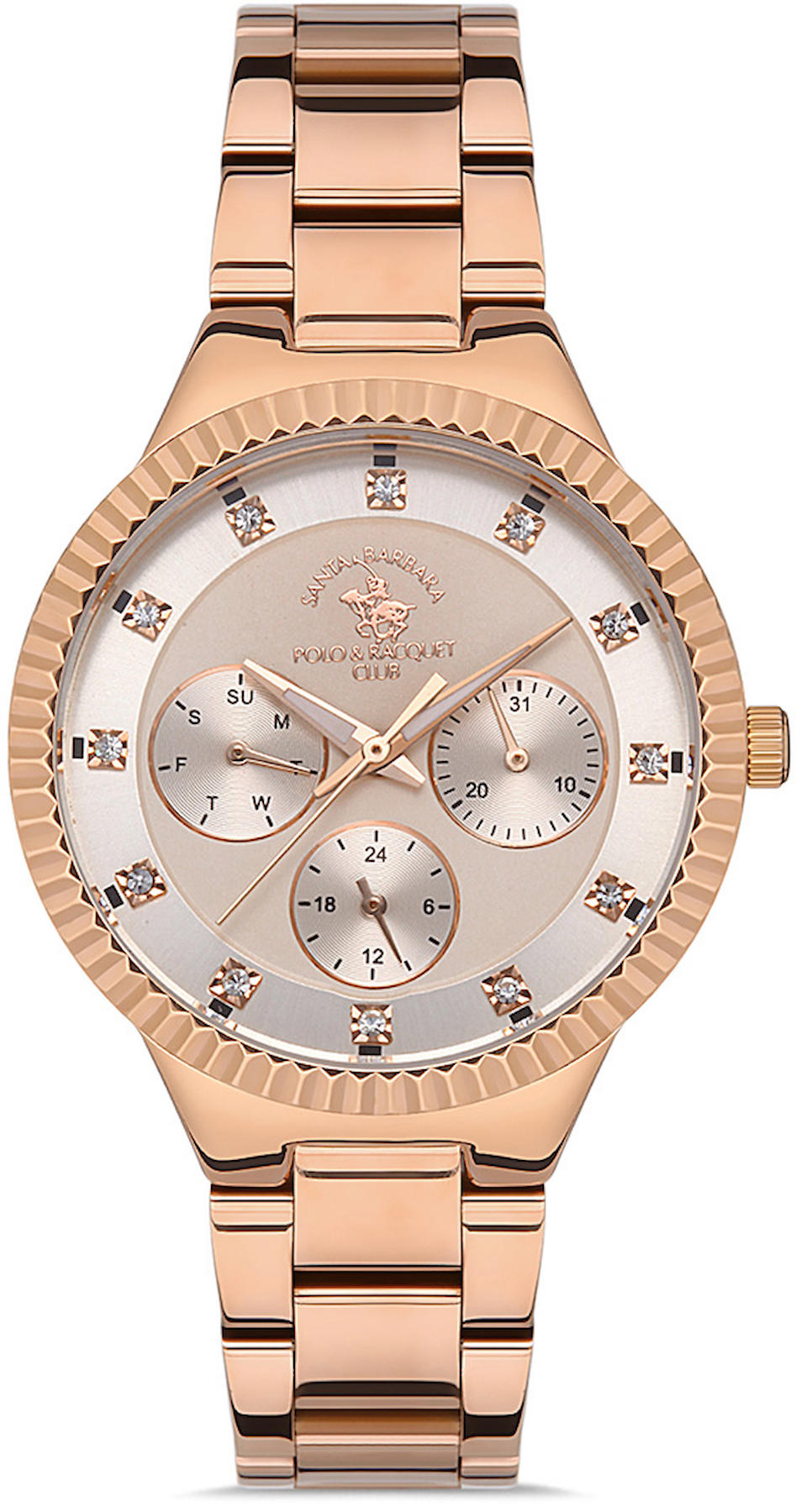 Santa Barbara Polo & Racquet Club SB.1.10399.2 Takvimli 34 mm Rose Gold Çelik Kordon Analog Kadın Kol Saati