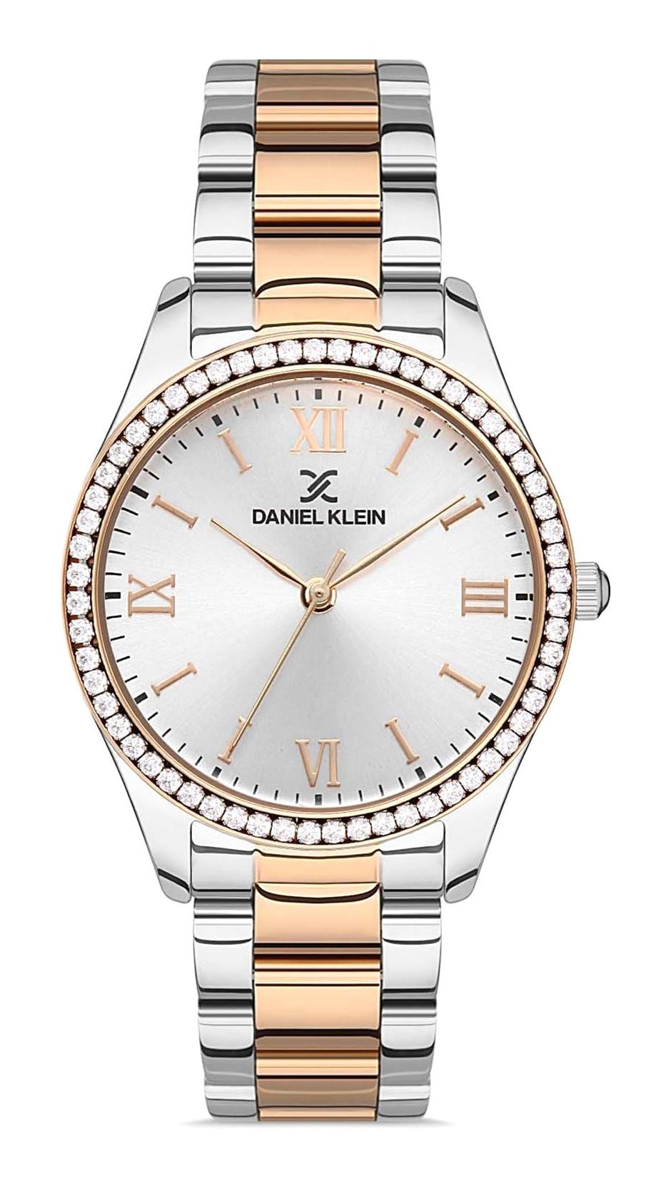 Daniel Klein DKE.1.10305.2 34 mm Gri-Rose Gold Metal Kordon Analog Kadın Kol Saati