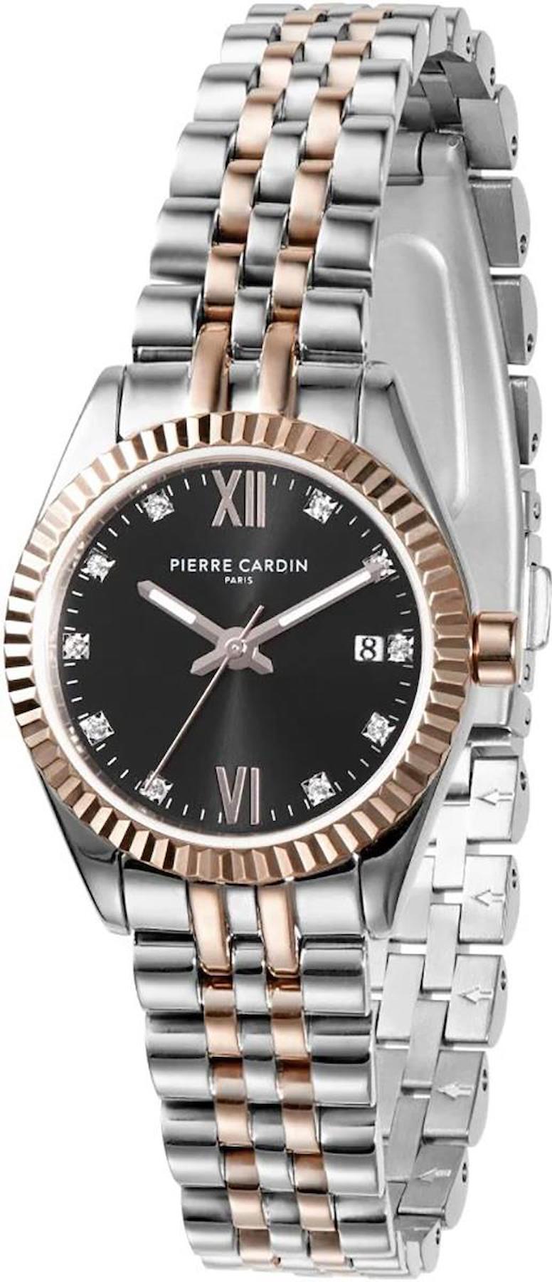 Pierre Cardin COP.1002 Takvimli 28 mm Gri-Rose Gold Çelik Kordon Analog Kadın Kol Saati