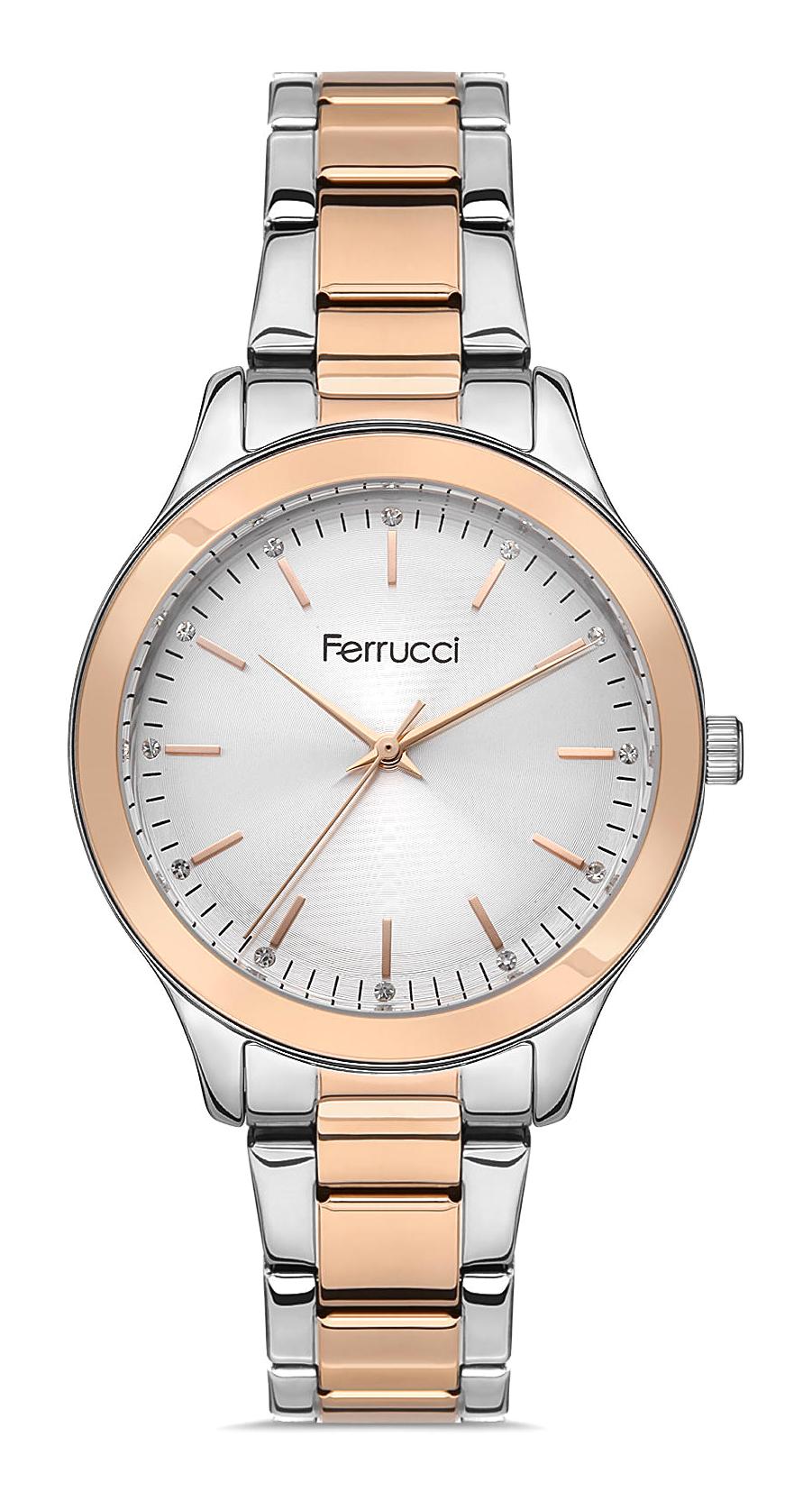 Ferrucci FFQ111614.A56 35 mm Gri-Rose Gold Metal Kordon Analog Kadın Kol Saati