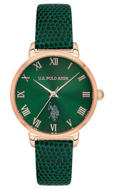 U.S. Polo Assn USPA2077-04 34 mm Yeşil Deri Kordon Analog Kadın Kol Saati