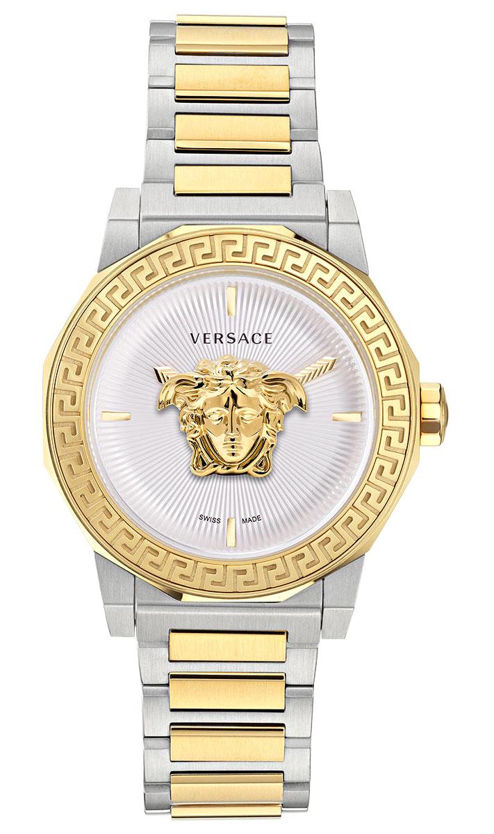 Versace VRSCVE7B00423 38 mm Altın-Gri Çelik Kordon Analog Kadın Kol Saati