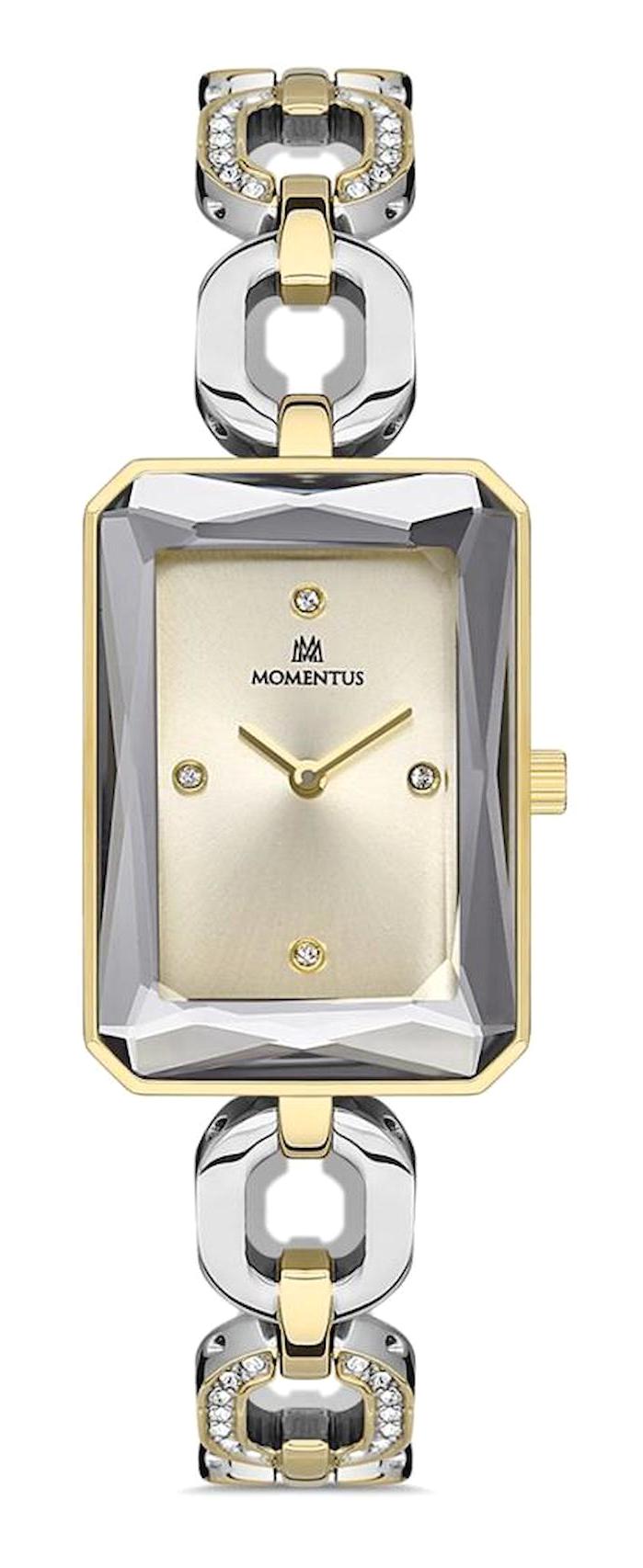 Momentus SW287T-08SG 24 mm Altın-Gri Çelik Kordon Analog Kadın Kol Saati