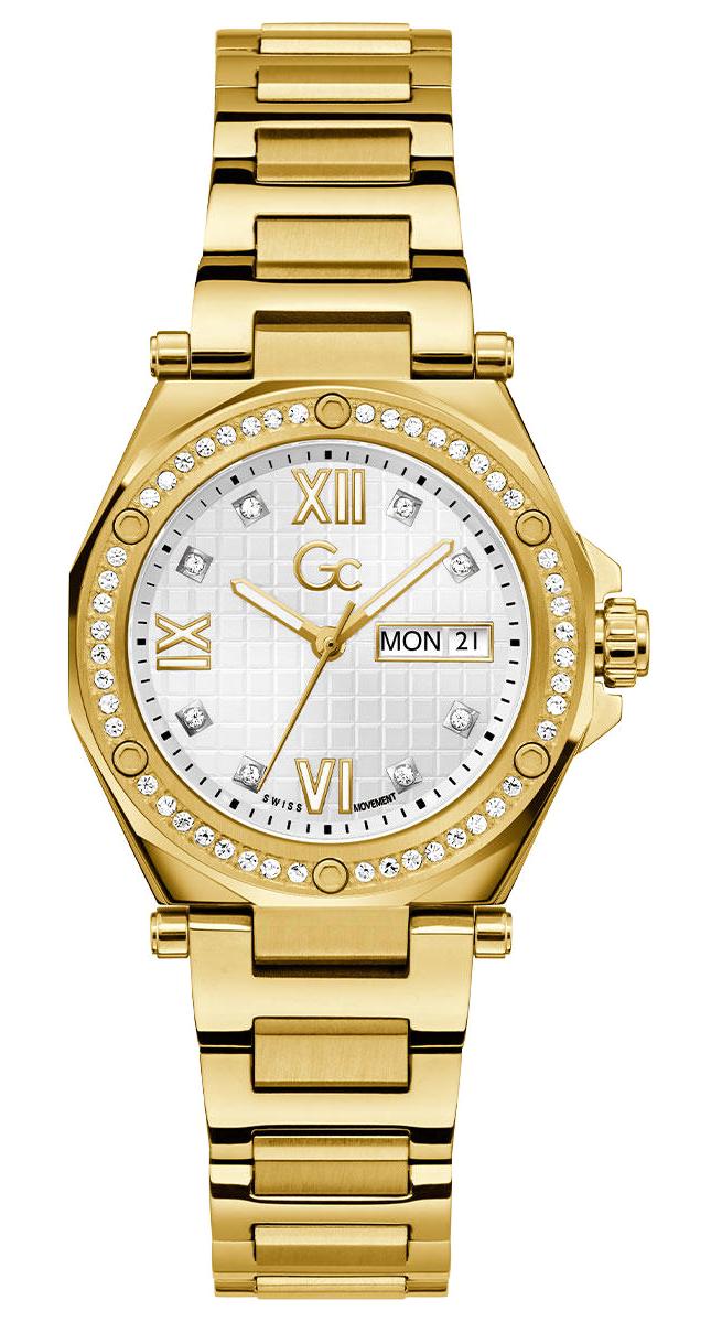 Guess GCZ20008L1MF Takvimli 34 mm Altın Çelik Kordon Analog Kadın Kol Saati