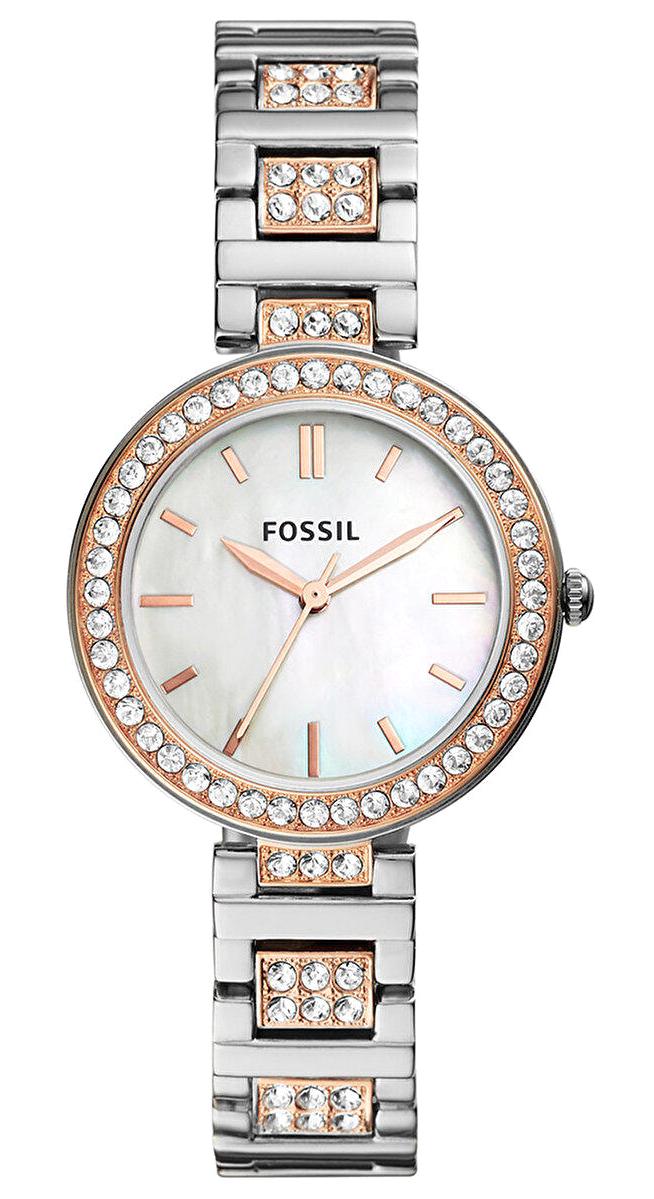 Fossil FBQ3337 30 mm Gri-Rose Gold Çelik Kordon Analog Kadın Kol Saati