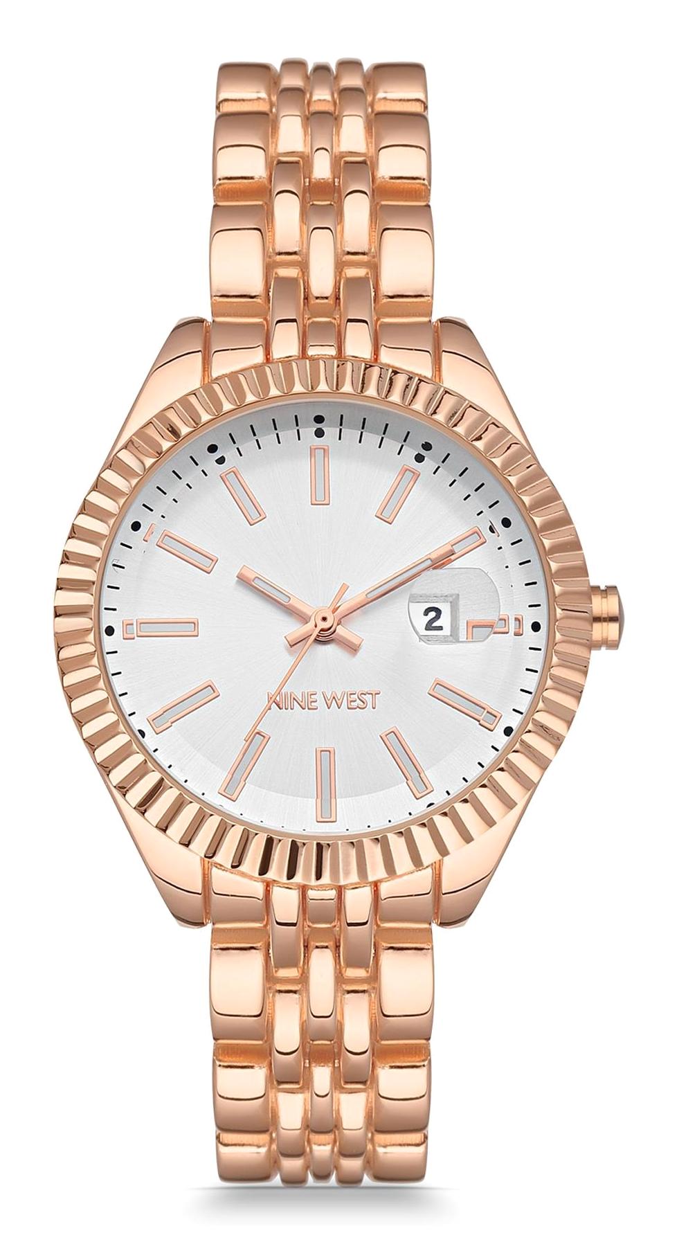 Nine West NW-2660SVRG Takvimli 36 mm Rose Gold Metal Kordon Analog Kadın Kol Saati