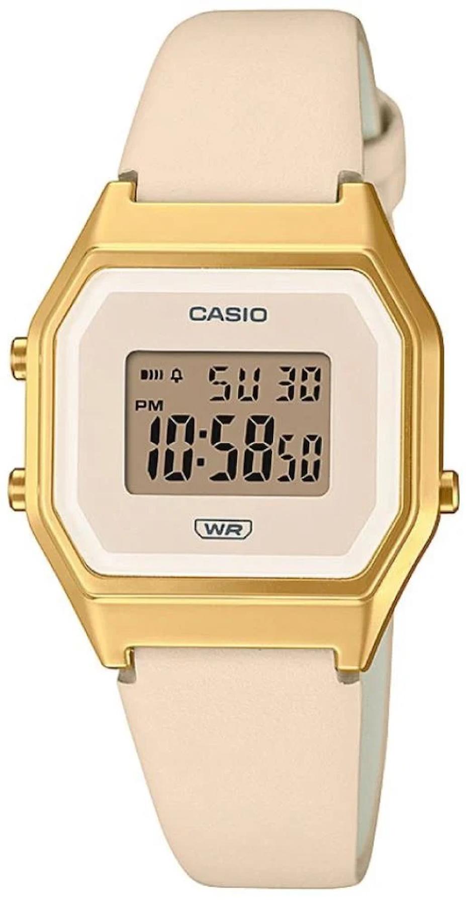 Casio LA680wegl-4df Takvimli 25 mm Toz Pembe Deri Kordon Analog Kadın Kol Saati