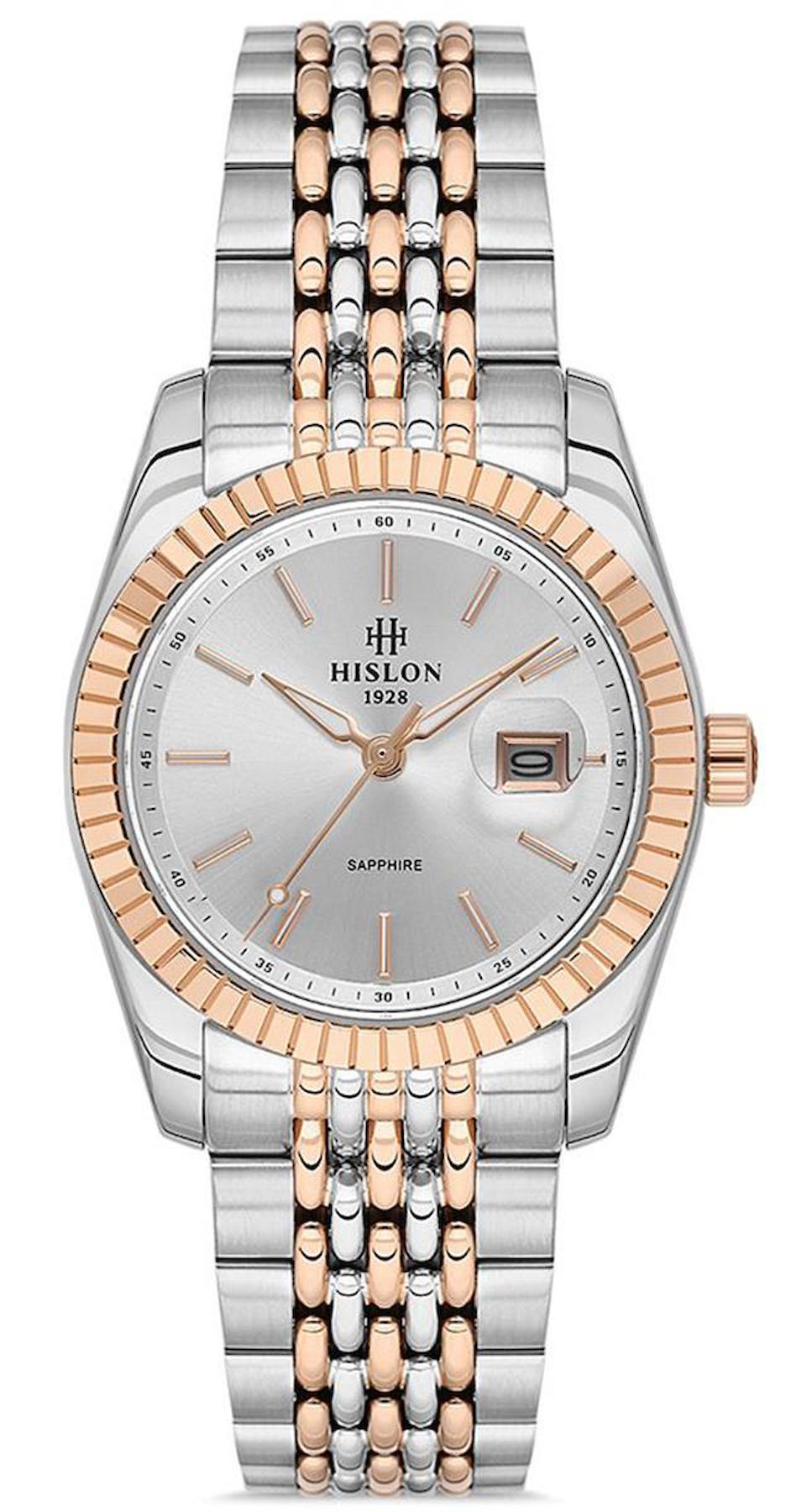 Hislon QL145T-02SR Takvimli 31 mm Gri-Rose Gold Çelik Kordon Analog Kadın Kol Saati