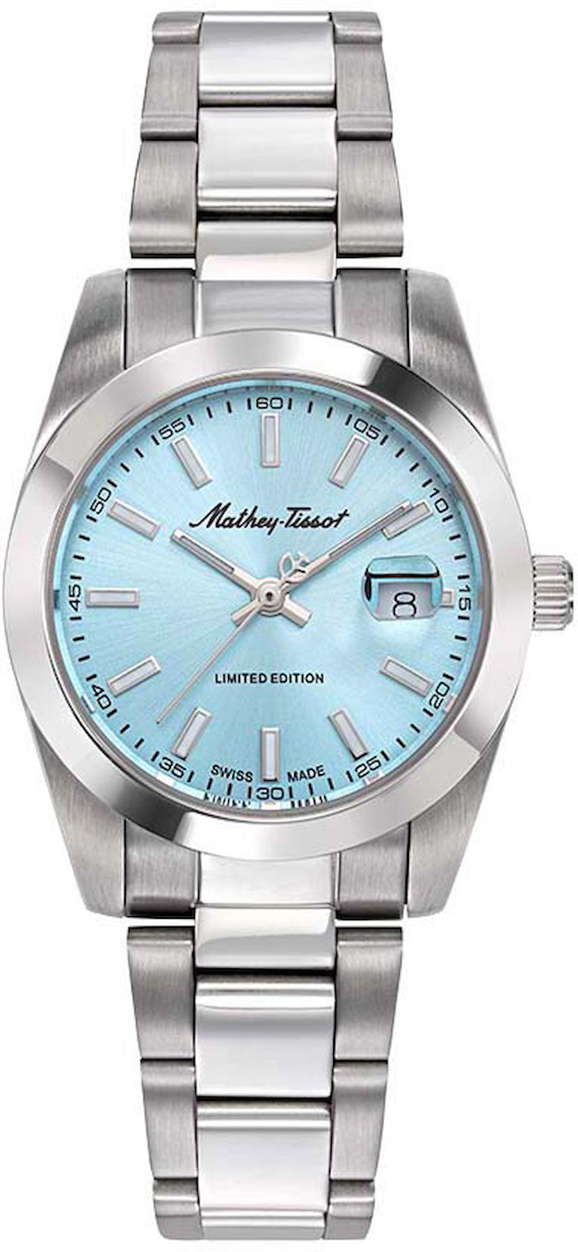 Mathey-Tissot D451BU Takvimli 36-40 mm Gri Metal Kordon Analog Kadın Kol Saati